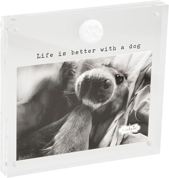 Mud Pie 4X6 Acrylic Dog Paw Frame; 6 1/2" X 7"