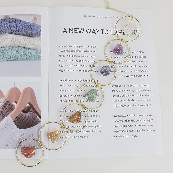 Feng Shui Yoga Ornament Handmade Natural Gemstone Crystal Hanging Ornaments 7 Chakra for Home Decoration Window Decor Tumbled Palm Stones