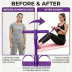 Pedal Resistance Bands with Handles for Women, 6-Tube Durable Pedal Exerciser for Home & Office Workout, Natural Rubber Resistance Band for Full Body Toning, Training Abdomen, Waist, Arms & Legs
