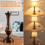 Seealle Upgraded Touch Lamps for Night Stands Set of 2 - Bedside Lamps with USB C+A, 3 Way Dimmable for Bedroom Living Room End Tables Office (Beige& Brown)