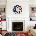 Idyllic 20 Inch Patriotic Wreath for Front Door, 4th of July Wreath with Red White Blue Silk Roses & Metal Stars, Memorial Day Day Decorations for Home Wall Porch Window