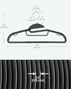 SONGMICS 50 Pack Coat Hangers, Heavy-Duty Plastic Suit Hangers, S-Shaped Opening, Space-Saving, 360º Swivel Hook, 16.3 Inches Wide, Ink Black UCRP41BK-50