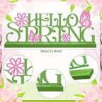 Teenyyou Holiday Word Sign with Wooden Base Home Seasonal Table Decor Metal Word Letter for Holiday Centerpiece Tabletop Desk Decorations(Hello Spring)