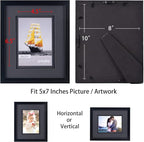 Yaetm 8x10 Double Floating Mat Picture Frame Set of 2, Display Picture 5x7 with black Double Mat, Polished High Definition Real Glass, Tabletop & Wall Mounting Photo Frames, Black