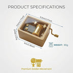 Hand Crank Wooden Music Box - Beech Wood with Clear PVC Window, Premium Golden Movement, Mini Size 6x4.5x3cm, 80g - Ideal Gift for Loved Ones (Contemporary, Let It Go)