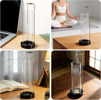 Incense Holder for Sticks, Anti-Ash Flying Incense Burner with 30 Incense Sticks, Detachable Glass Ash Catcher (Stainless Steel, Black)