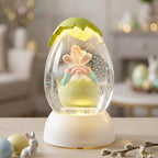 Gnome Easter Snow Globe, Easter Bunny Snow Globe Eggs Spring Decor with Swirling Glitter, 6H Timer, USB or Battery Powered, Hear No Evil Gnome Snowglobe for Tabletop Decor Gift 7.4 Inch (Green)