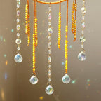 Artilady Moon Dream Catchers - Yellow Dream Catcher with Crystals Princess Room Decor for Girls Kids Adults Baby Bedroom Room Decor Christmas Birthday Teen Girl Gifts