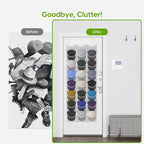 Unjumbly Baseball Hat Rack, 24 Pocket Over-The-Door Hat Organizer with Clear Deep Pockets to Display Baseball Caps Collection, Complete with 3 Over Door Hooks (White, 24 Pockets)
