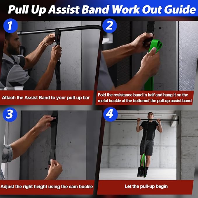 LEEKEY Resistance Bands, Exercise Bands with Handles,Pull Up Assist Bands - Band Set with Door Anchor - Bands for Working Out,Band for Men and Women Fitness Training,Home Workouts