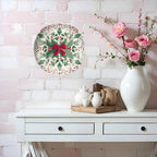 HABEN ARTWORK 10" Ceramic Plates for Display Festive Christmas Holly Red Berries Green Bow Snowflake Decorative Plate with Stand and Hook for Kitchen Dining Room Wall Hanging Decor