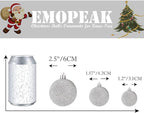 Emopeak 24Pcs Christmas Balls Ornaments for Xmas Christmas Tree - 4 Style Shatterproof Christmas Tree Decorations Hanging Ball for Holiday Wedding Party Decoration (Silver, 1.6"/4.2CM)