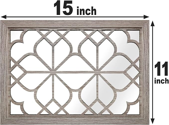 Wocred Set of 2 Rectangular Wall Mirror,Gorgeous Rustic Farmhouse Accent Mirror,Barn Wood Color Entry Mirror for Bathroom Renovation,Bedrooms,Living Rooms and More(11”x15”)