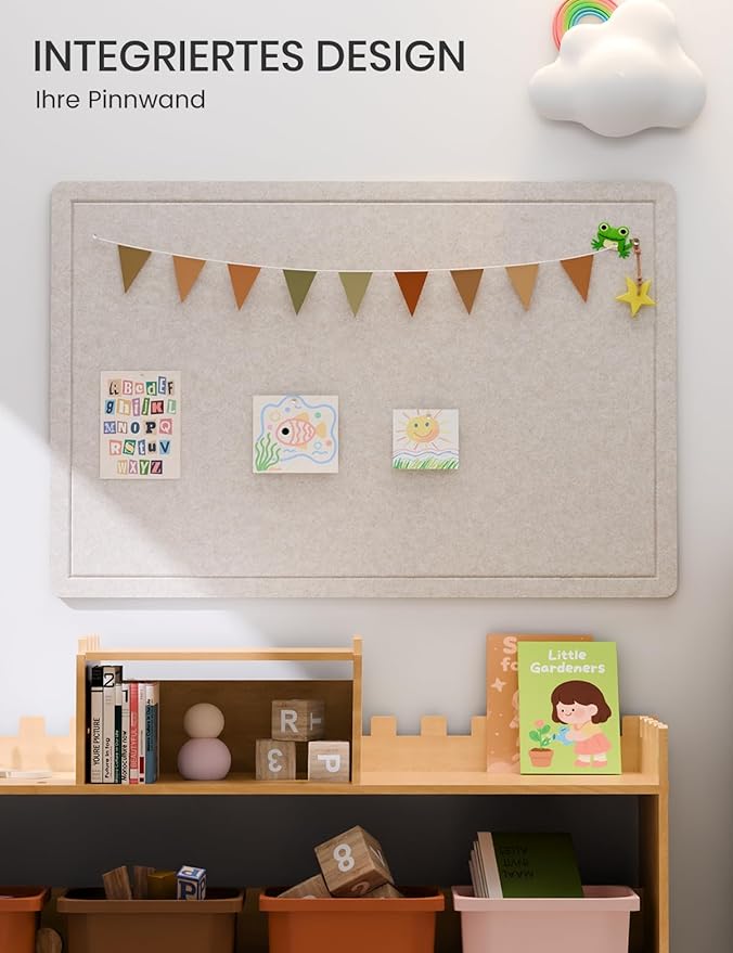 Fluxynara Large Bulletin Board, 59" x 35.4" Cork Board Alternative with 24 Safe Removable Adhesive Tabs, Foldable Felt Pin Board for Home Office, Classroom, Bedroom,Entryway for Walls—Oatmeal