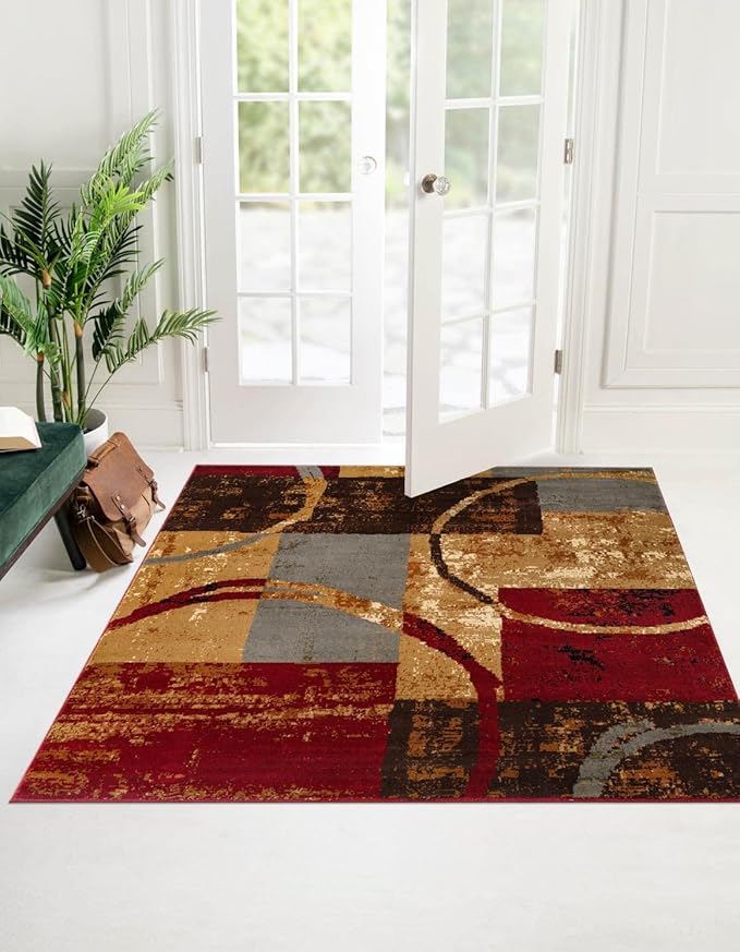 Unique Loom Barista Collection Area Rug - Kouillou (5' 4" Square, Multi/Brown)