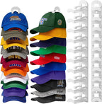 Hat Hook for Wall, 2 Pack Hat Organizer Hold up to 20 Hats,Hat Holder with Strong Adhesive and 8 Pack Screws, Cap Holder Hat Hangers for Wall Closet Door and Bedroom(B-white)