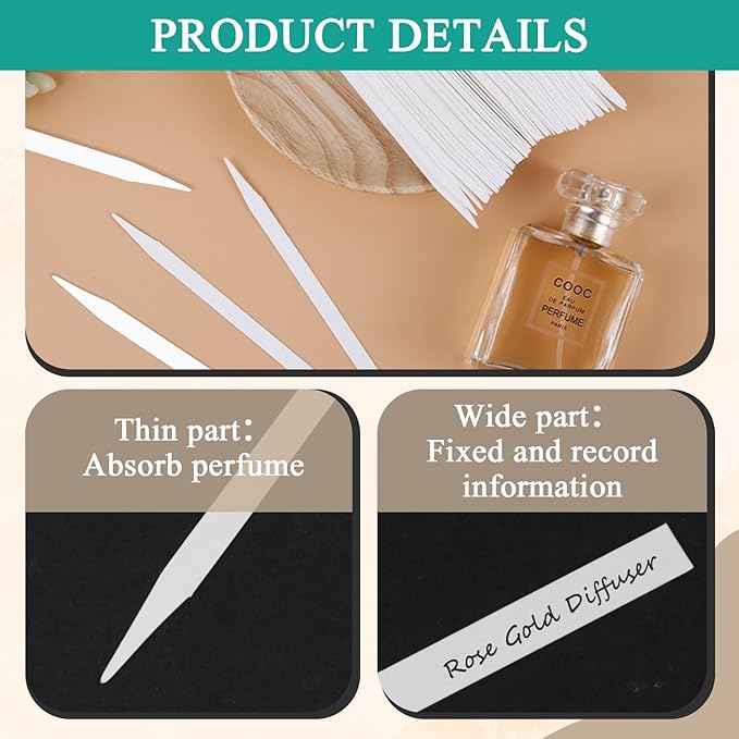 1000 Pieces Perfume Tester Strips - Perfume Paper Test Strips -Premium Fragrance Tester Strip for Scent Evaluation, Disposable Fragrance Test Strips for Aromatherapy & Spice Oils(White,Sharp)