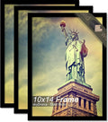 100% Solid Wood 10x14 Picture Frame Set of 3, Black Frame for 10 x 14 Inch Picture Poster Photo, Light Weight 10 by 14 HQ Matte Black Frame for Wall - 3 Pack/Black/10 x14