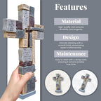 Imerance Inspirational Resin Standing Cross,12 Inch Christian Crucifix Wall Cross,Prayer and Transmission of Happiness With Love and Trust Catholic Decor,Catholic Gifts and Religious Gifts for Women