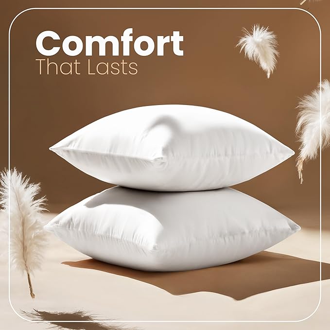 Utopia Bedding 18x18 Pillow Inserts, Set of 2, White – Indoor Decorative Throw Pillows for Bed, Sofa & Couch – Soft, Supportive & Fluffy Cushion Inserts