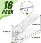 Clear Shoe Slot Organizer, 16 Pack Adjustable Shoe Slots Organizer for Closet Clear Shoe Stackers Shoe Rack Holder Shoe Space Savers for a Pair of Shoes