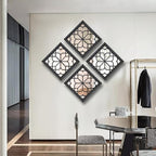 Wocred Set of 4 Mirrors Square Wall Mirror,Gorgeous Rustic Farmhouse Accent Mirror,Black Entry Mirror for Bathroom Renovation,Bedrooms,Living Rooms and More(12”x12”4pcs)