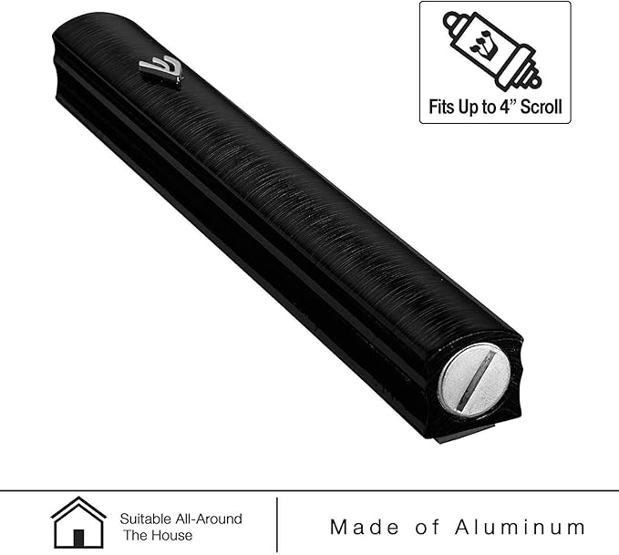 A&S Mezuzot Aluminum Mezuzah Case with 3D Painted Shin Design Easy Peel and Stick Judaica Door Mezuza for Parchment Scroll (Black, 5 Inches)