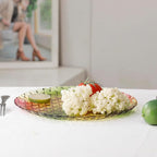 MAGCOLOR Colorful Round Woven Crystal Glass Decorative Plate 11 Inch-Diameter. (Colorful)