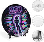 250th Anniversary Decorative Plates 10 Inch Patriotic Decorations Liberty Neon Glitch Commemorative Plates with Stand Memorial Day 4th of July Veterans Day Home & Office