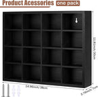 Wesiti Tie Box Organizer Wall Mounted Tie Rack with 16 Compartments Bamboo Belt Holder for Men Scarf Necktie Home Wall Closet(Black Color,1 Piece)
