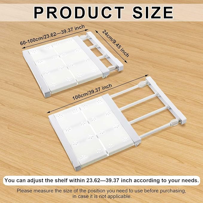 Gerrii 2 Pcs Closet Tension Shelf Rod Expandable Shelf Locker Organizer Adjustable Storage Rack Scalable Layered Divider Separator for Cabinet Wardrobe Kitchen Bathroom (23.62''-39.37'')