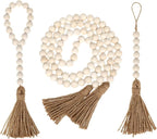 IMIKEYA Wooden Beads Garland: 3PCS Farmhouse Wood Bead Garland for Tiered Tray Farmhouse s Hanging Wood with Tassels Prayer Rustic s for Coffee Table Decor