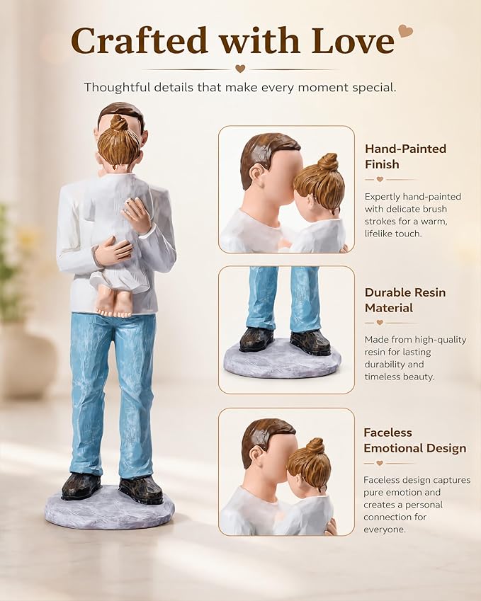 Father and Daughter Figurines, Dad Gifts from Daughter, Best Birthday Dad Gifts, Sculpted Hand Painted Statue, Perfect for Christmas, Thanksgiving, Fathers Day, Anniversary.