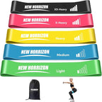 New Horrizon Resistance Bands Resistance Loop Exercise Bands for Working Out, Set of 5 with Carry Bag – Strength Training & Physical Therapy Bands for Men & Women – Home Gym & Yoga – Lifetime Support