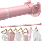 Closet Rods for Hanging Clothes, 17 to 54 Inches Stepless Adjustable Metal Closet Rod, 1.3 Inches Heavy Duty Clothes Hanging Rod for Closet Wardrobes Laundry RV, Pink