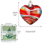 4inch Hand Blown Glass Red Heart Ornaments Hanging Friendship Hearts for Patio Garden Outdoor Decor Unique Gift Valentine's Day Decorations for Lover