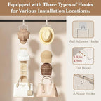 18 Pack Over The Door Hat Organizer for baseball caps | Multi-Functional Baseball Hat Rack for Closet | Wall Mounted Hat s torage organizer | 5 types of accessories cap holder stand w hooks ,White
