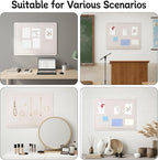 Thboxes Bulletin Board, 24" x 18" Foldable Cork Board Felt Pin Boards with 30 Pushpins Self-Adhesive Photo Decorative Felt Boards for Walls, Office, School, Classroom, Home, Bedroom - Oatmeal