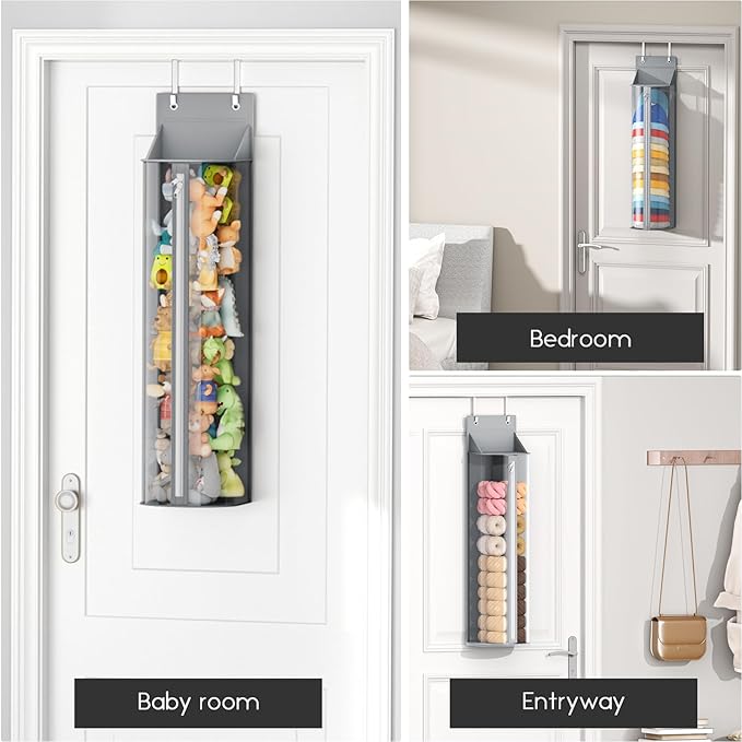 Hat Rack for Door and Closet – Large Capacity Hanging Hat Rack Organizer Holds 30-35 Caps, Over the Door Hat Storage Organizer for Bedroom, Entrance or Dorm, 1 Pack, Grey