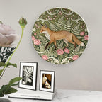 William Morris Style Art Wildflowers And Fox Decorative Plate Decor for Farmhouse Home Wall Personalized Thanksgiving Idea Gifts Chinese Plates with 1 Display Stand, Multi Sizes by Choosing
