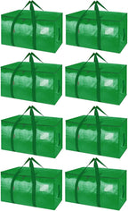 BALEINE 8-Pack Oversized Moving Bags with Reinforced Handles, Heavy-Duty Storage Tote for Clothes, Moving Supplies (Light Green, 8-Pack)