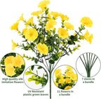 Lnoicy Artificial Flowers for Outdoor 12 Bundles Eucalyptus Fake Flowers for Planter,UV Resistant Fake Morning Glory for Home/Porch/Garden Decoration（Yellow）