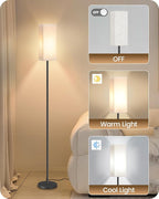Set of 2 Floor Lamps for Living Room, Modern Tall Standing Lamps with Foot Switches, Bulb Not Included, 64.6'', for Living Room, Bedroom, Kids Room, ETL Listed, Beige and Black E07LDP205W1