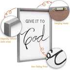 Set of 3 Framed Farmhouse Give it to God and Go to Sleep Signs 11x14” Above Bed Wall Decors for Bedroom Wood Signs (11x14 inches, Gray)