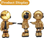 Dosker Astronaut Statues with Candy Dish & Key Dish,Spaceman Sculpture Polyresin Arts Gifts,Figurine Ornament Room Decor for Men,Tabletop Decoration for Living Room, Office, Entryway(Golden)