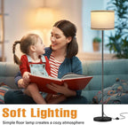 Ambimall 60'' Modern Floor Lamp with Shade, Tall Lamps for Living Room, Bedroom, Office, Dining Room, Beige Lampshade with Black Stripes(Without Bulb)