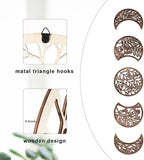 Jetec 5 Pcs Moon Phase Wall Art Decor Wall Pediments Hanging Wooden Phase Spiritual Bedroom Nordic Boho Lunar Aesthetic Art for Living Room Dorm Apartment Ornament(Brown,10.6 Inch,Botanical)