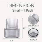 Ribbed Glass Vases, Set of 4 Small Vases for Flowers, Black Glass Vase for Tulips, Modern Vase for Living Room, Kitchen, Office, Entryway, Bookshelf, Wedding Gifts, Birthday, 6 Inches