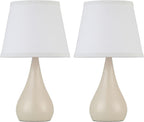 17.3'' Modern Dimmable Touch Lamps for Nightstand 2pcs, Table Lamps for Living Room, Reading Desk Lamp for Office, Bedside Lamps with Iron Base, Small Lamp for Bedroom, Bulb Included, Cream