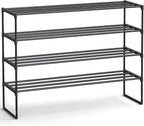 SONGMICS Shoe Rack, 4-Tier Shoe Organizer, Metal Storage Shelf, Upright or Upside Down, for 25-30 Pairs, Stackable, for Entryway, 11.8 x 46.1 x 28.4 Inches, Black ULSA034B01